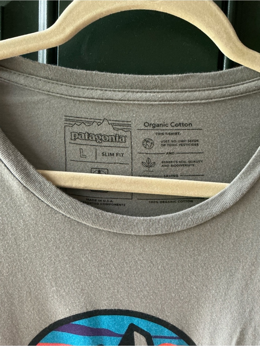 Patagonia Men’s Gray Logo Graphic Tee - 1973 Mountain Print size L - Picture 2 of 3